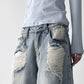 【25s Aug.】Vintage Blue Distressed Washed Loose Wide-Leg Jeans
