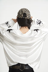 【25s Aug.】Loose V-neck Lace Pearl Stitching Long Sleeves