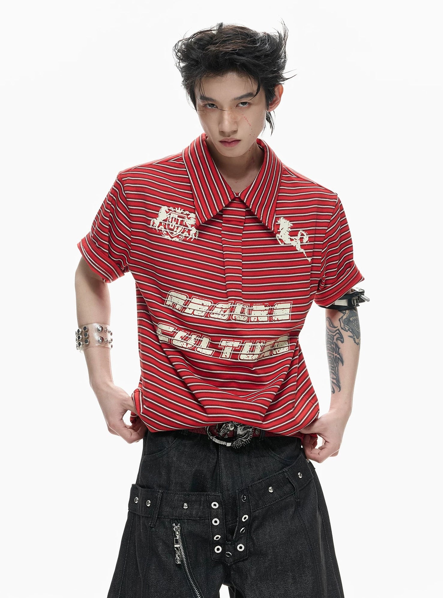 【26s Apr.】Contrast Stripe Embroidered Polo Tee