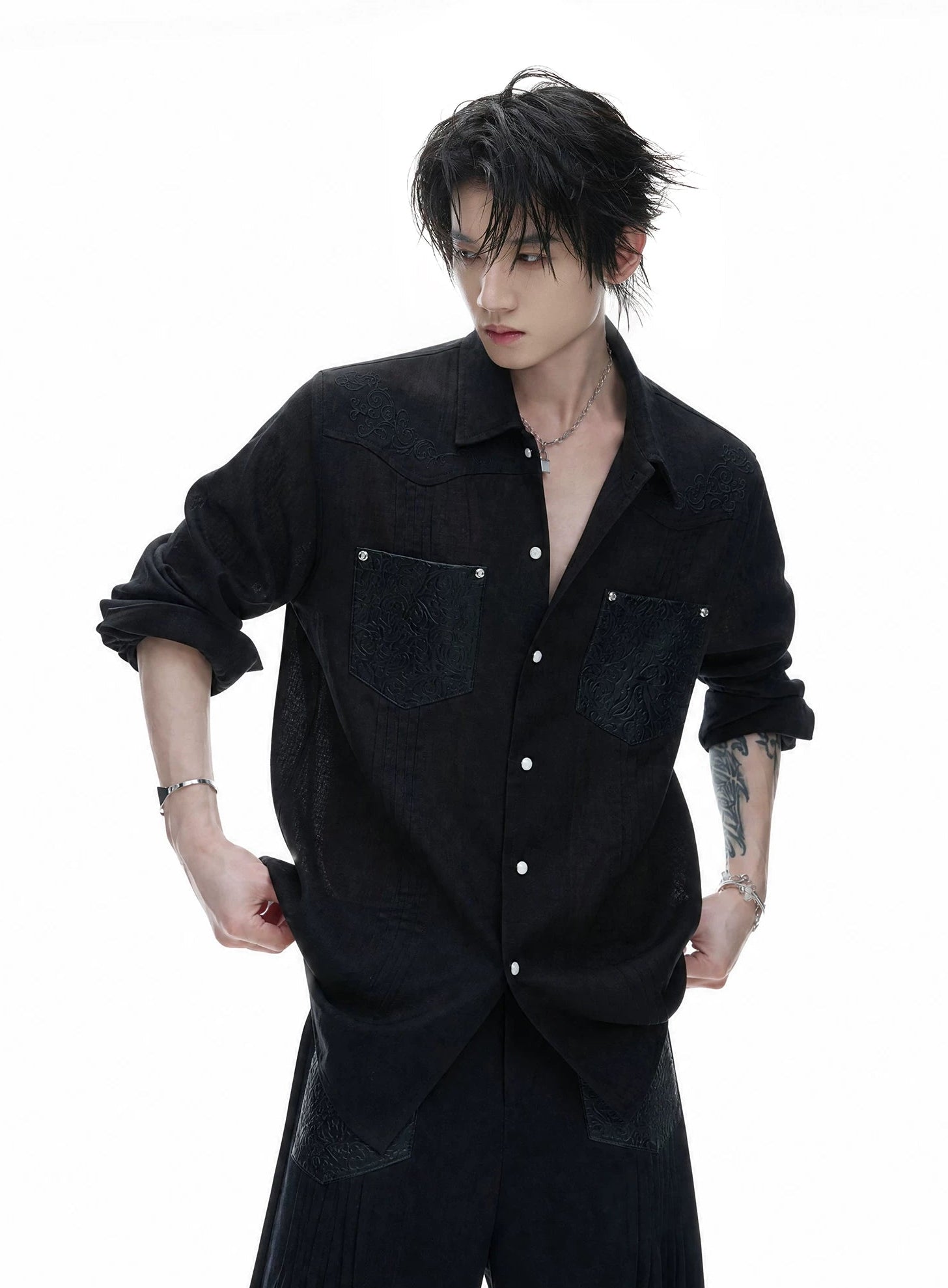 Embroidered Pleated Relaxed Shirt / Pants