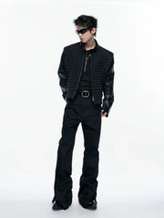 Waxed Black Flared Jeans
