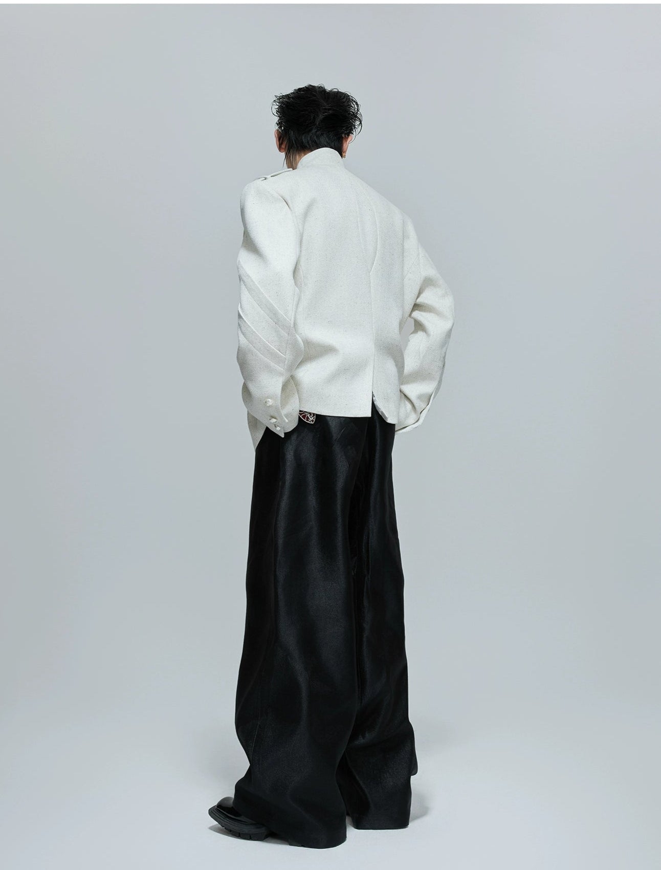 Stand-up Collar Stacked Panel Blazer