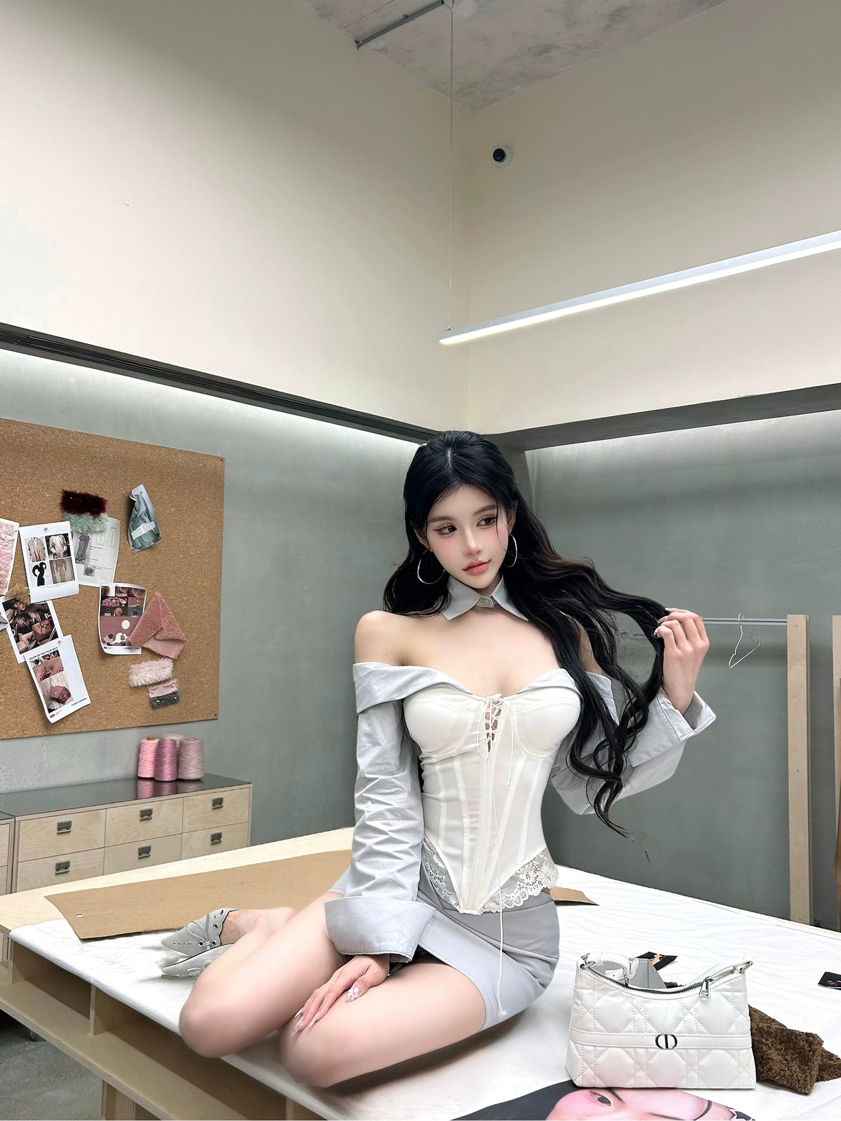 【25s Jul.】Hot Girl Bandeau Fishbone Top/ Hip Skirt