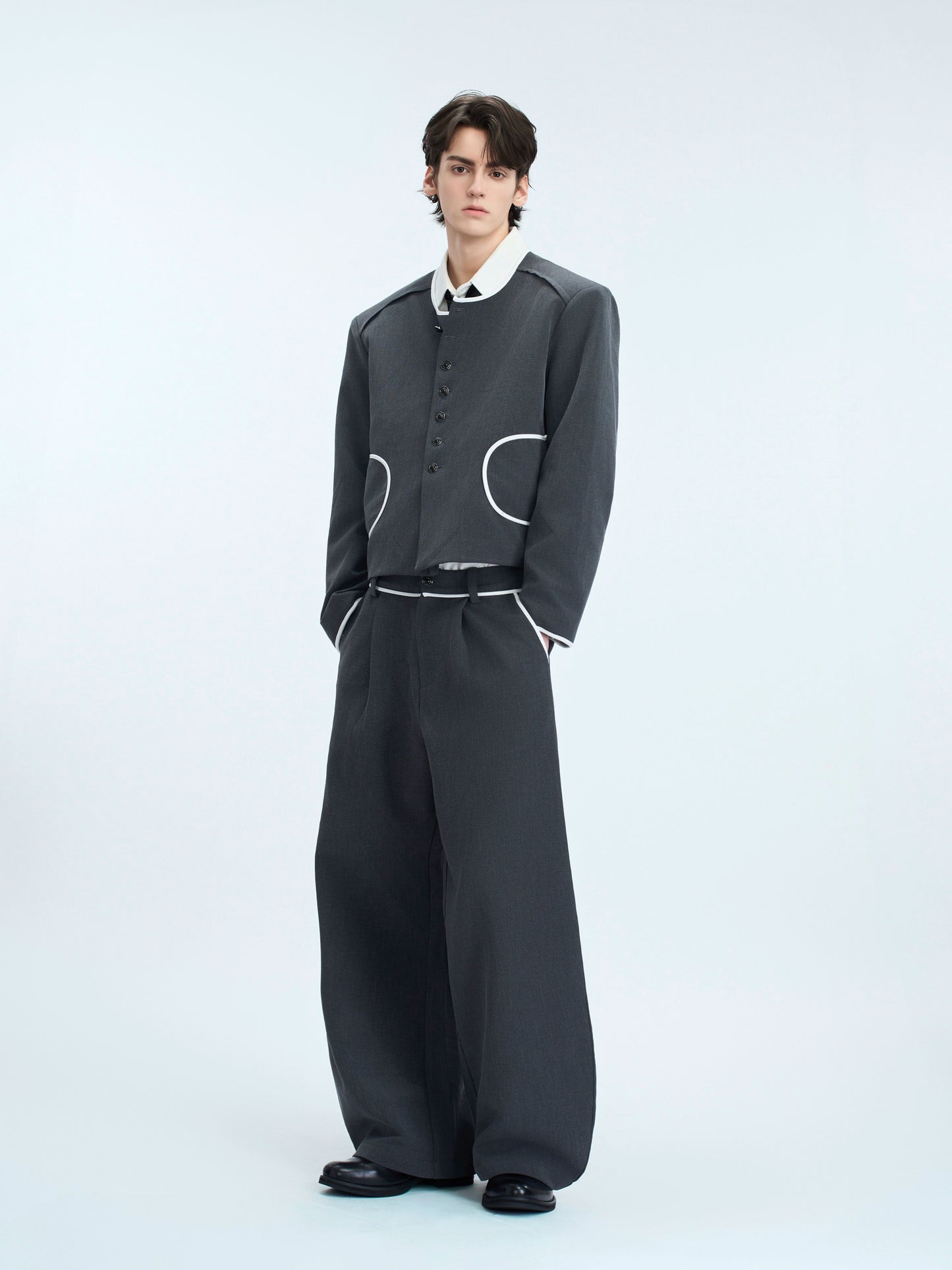 【25s Oct.】Contrast Color Elegant Chanel Style Jacket/Scimitar Pants