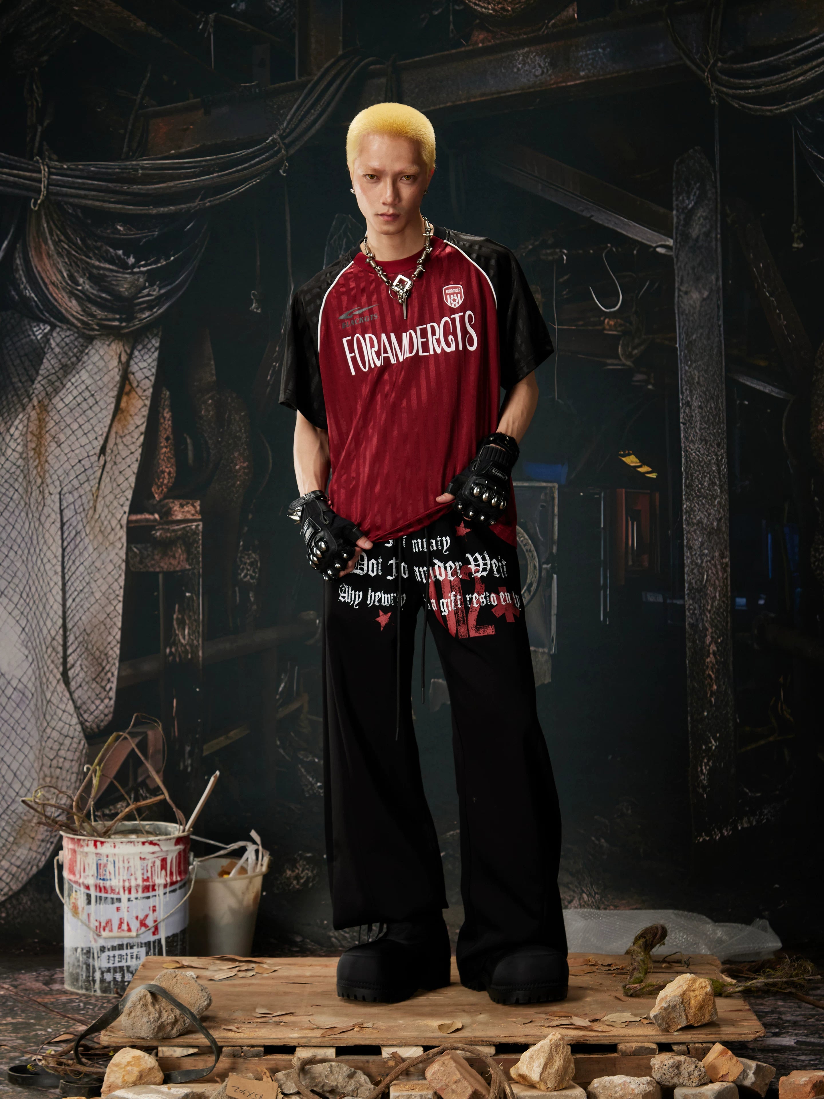 Red Black Contrast Jersey Tee