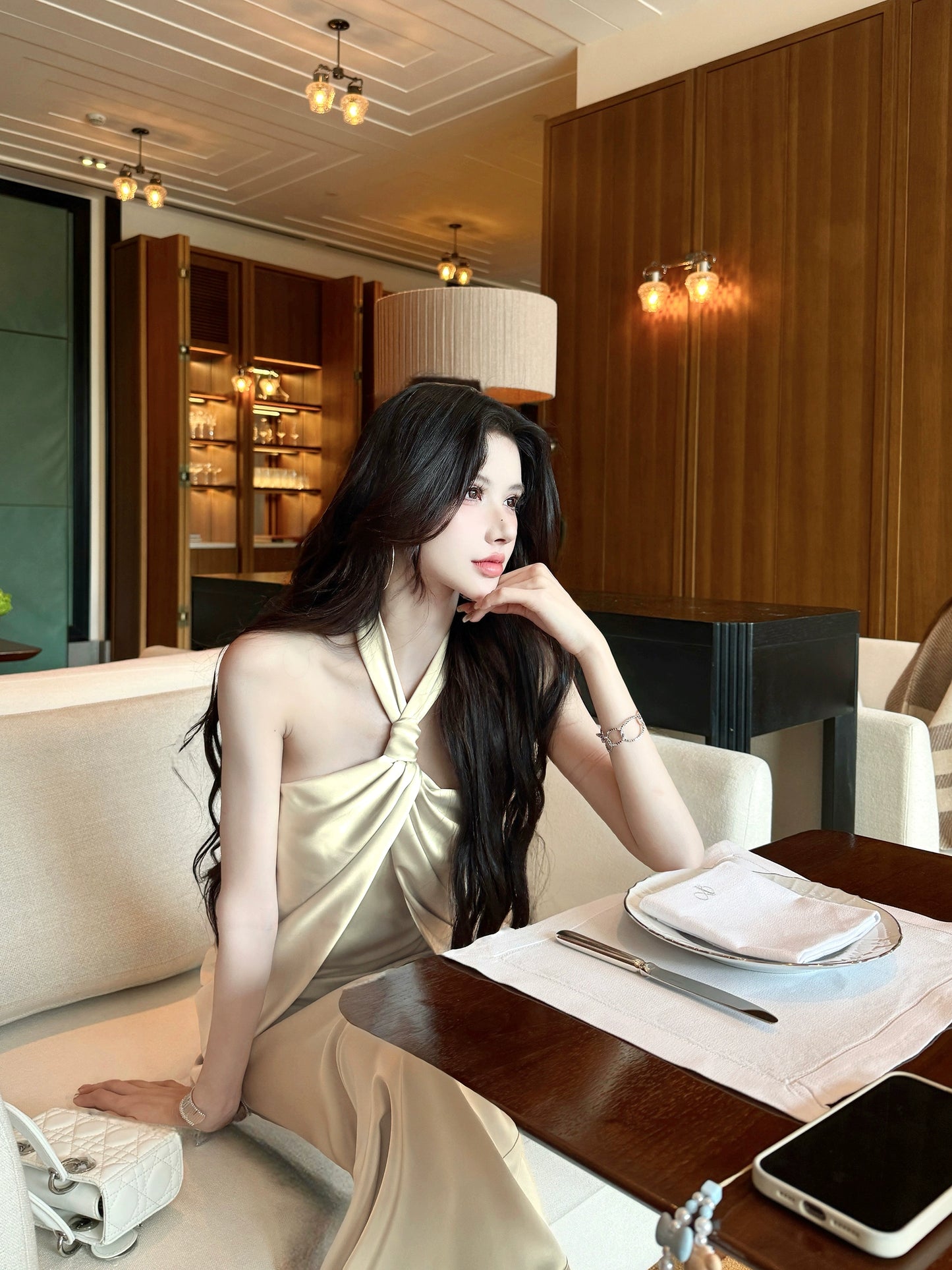【25s Aug.】Sleeveless Off-Shoulder Halter Dress