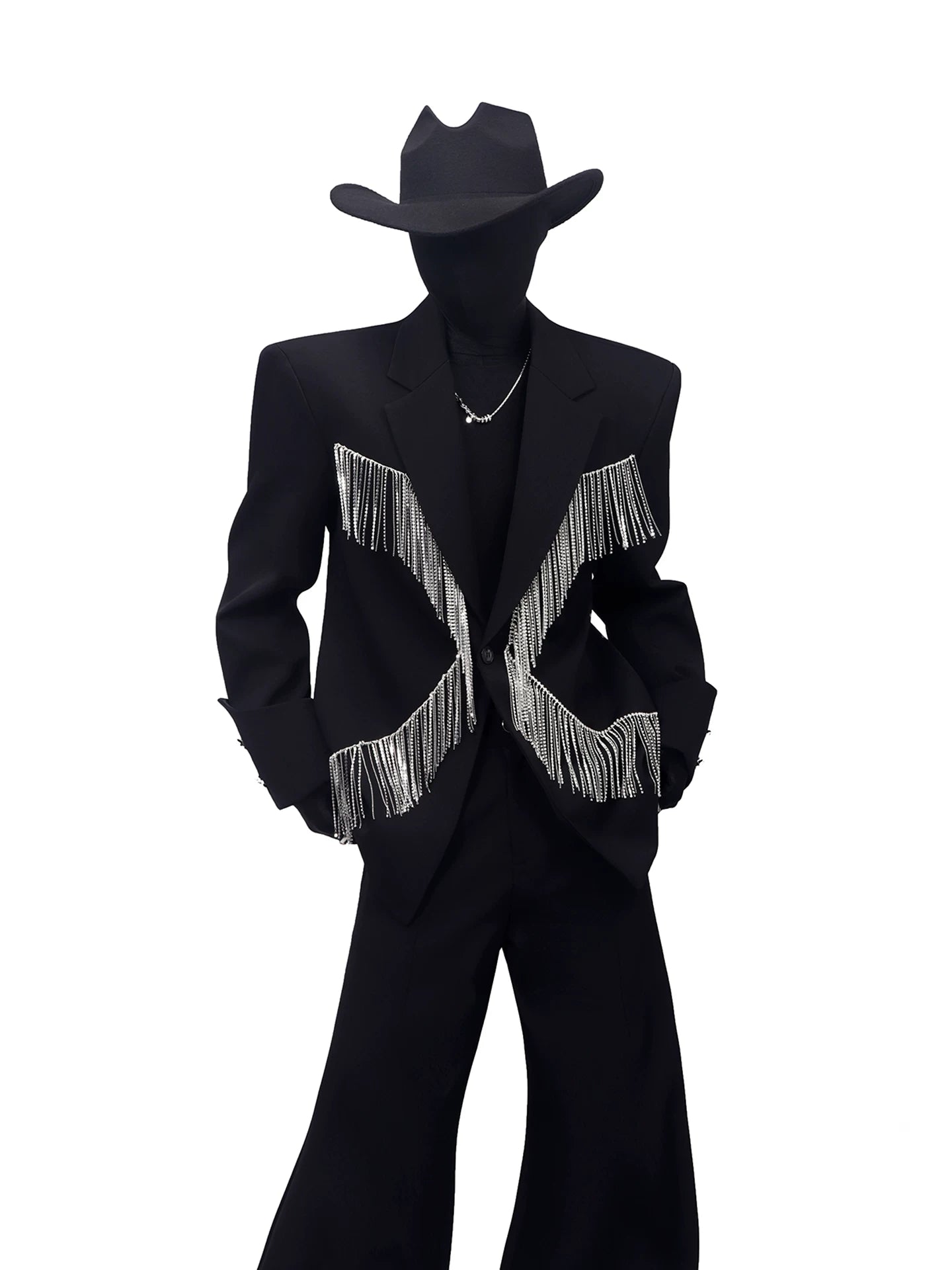 Rhinestone Fringe Stage Blazer