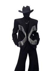 Rhinestone Fringe Stage Blazer