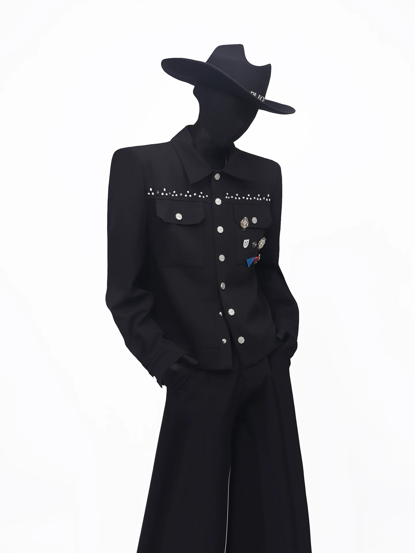 Rhinestone Badge Cropped Jacket