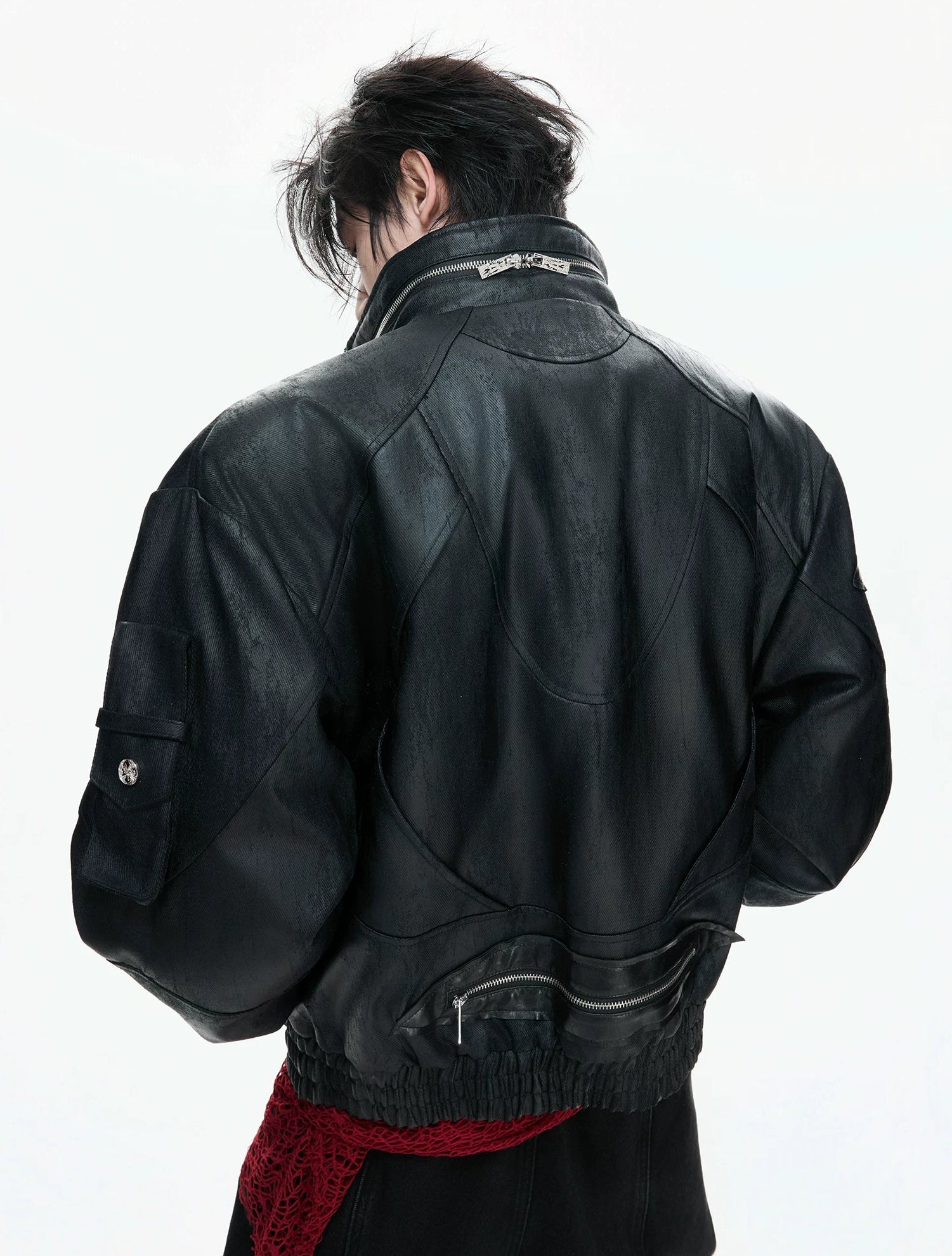 【26s Feb.】Waxed Deconstructed Multi-Zip Stand Collar Leather Jacket