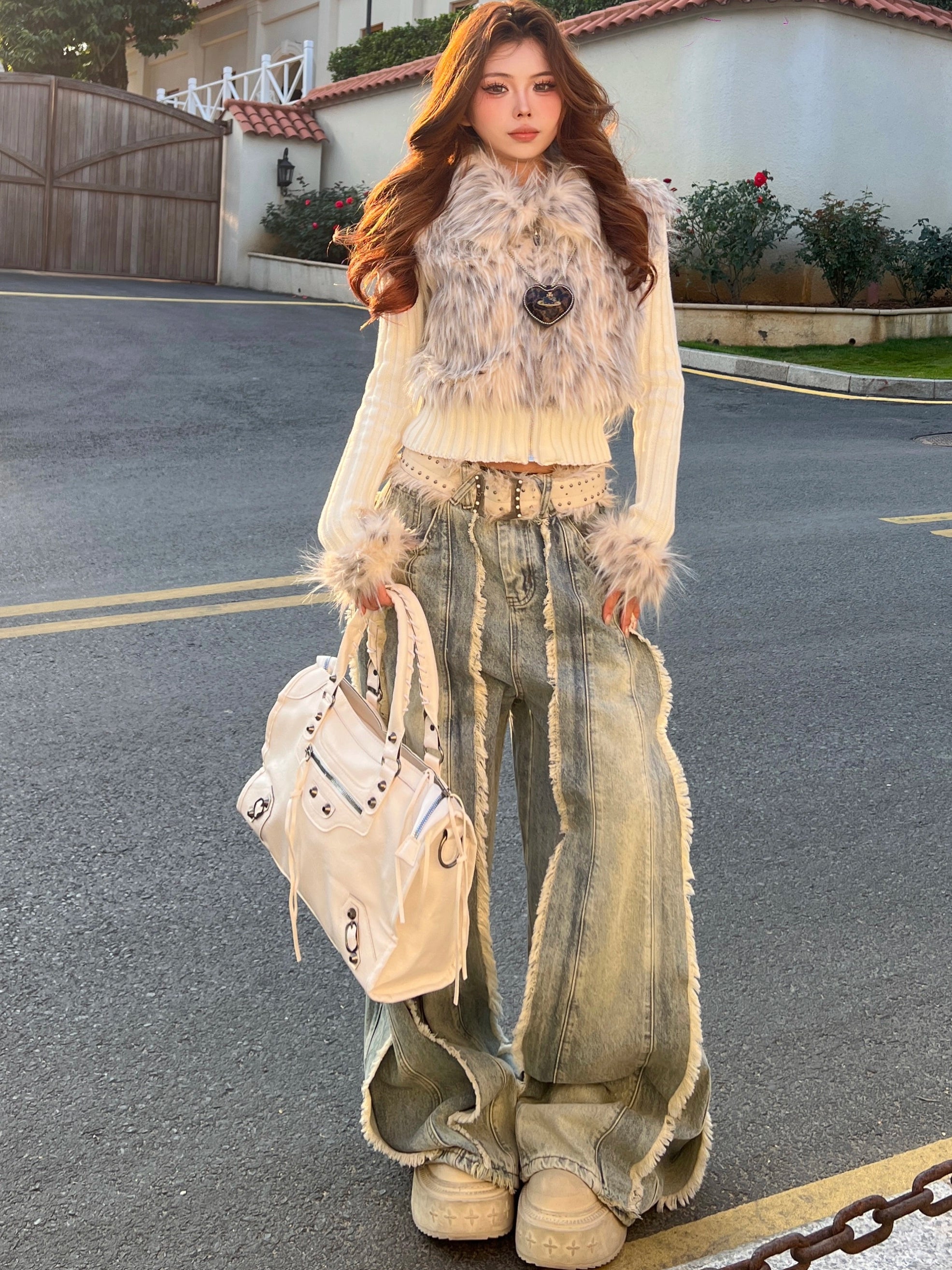 【25s Dec.】Leopard Print Plush Patchwork Knit Sweater