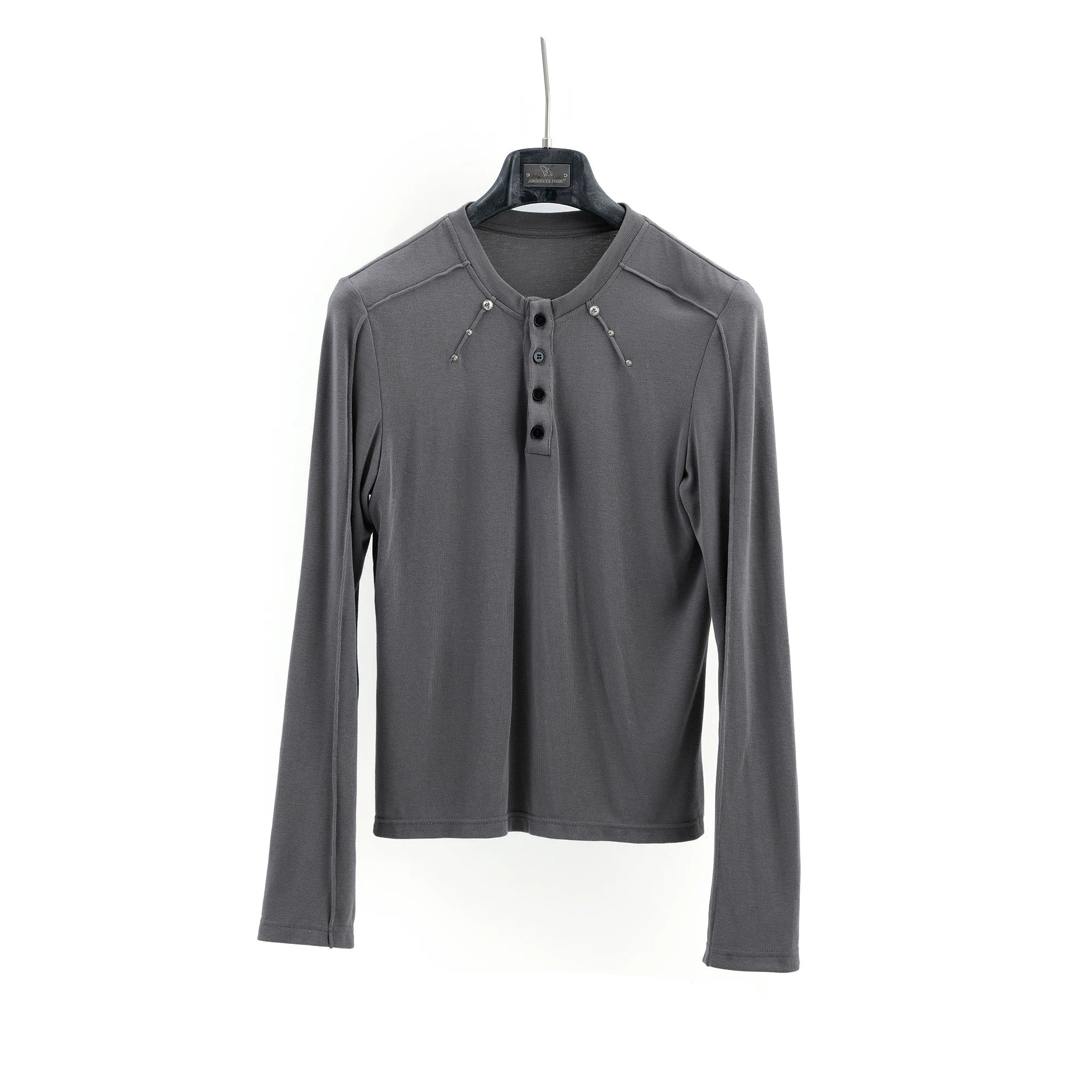 Deconstructed Studded Henley Tee