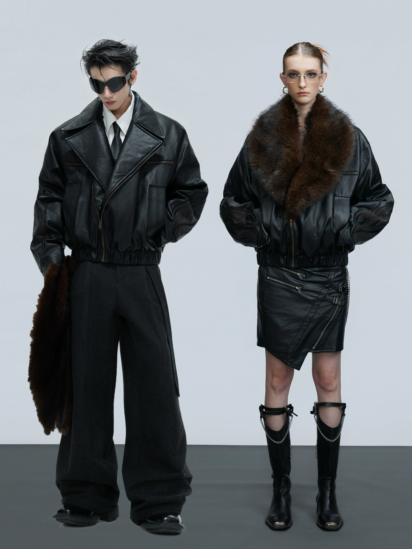 【25s Nov.】Distressed Embossed Detachable Fur Collar Thickened Cotton Coat