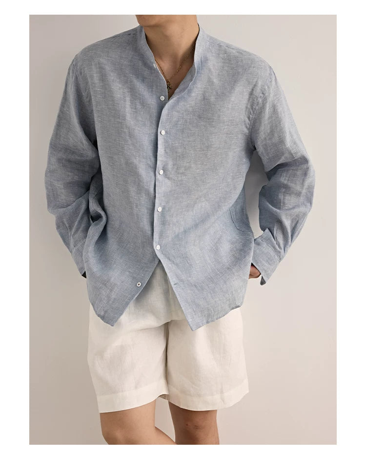 Relaxed Linen Collared Shirt