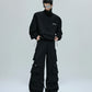 【25s Oct.】Casual Stand Collar Cropped Sweatshirt/Ribbon Pocket Pants