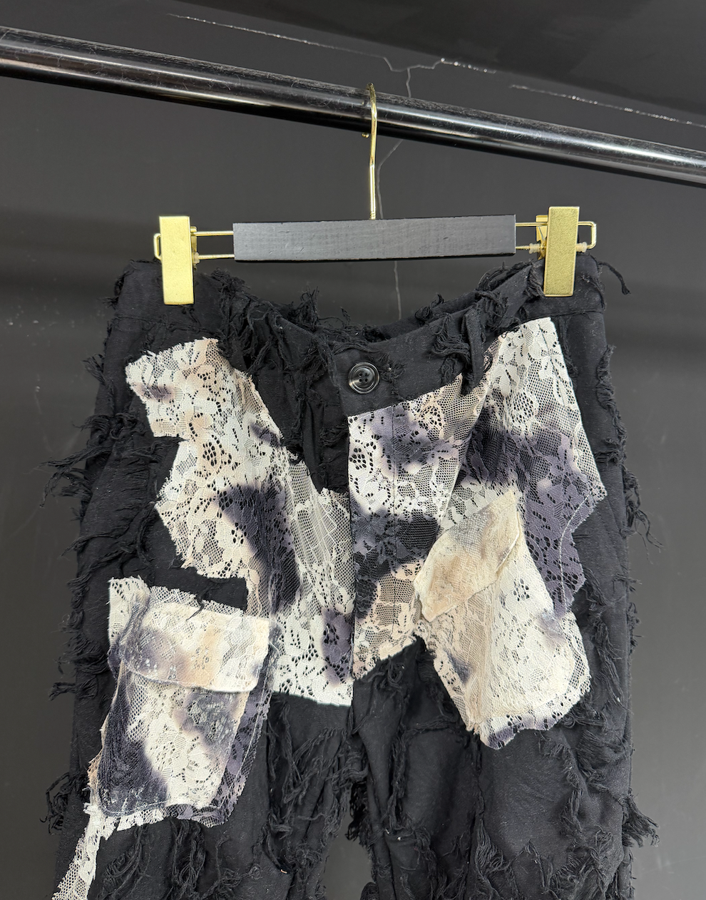 Distressed Raw Edge Relaxed Pants