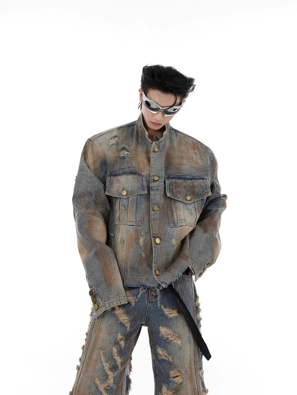 【23s August.】Distressed Denim Jacket Ripped Jeans ArtsKoreanMan