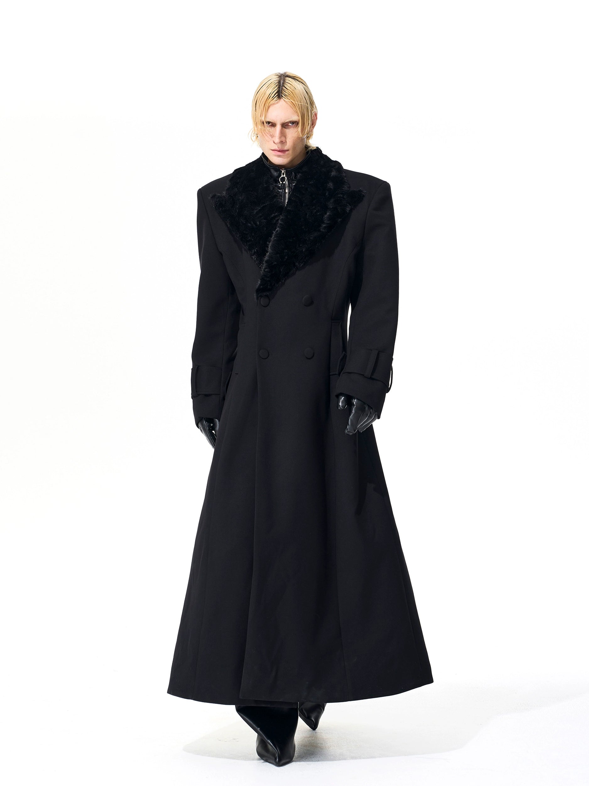 【25s Nov.】Elegant Long Trench Coat with Fur Collar