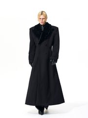 【25s Nov.】Elegant Long Trench Coat with Fur Collar
