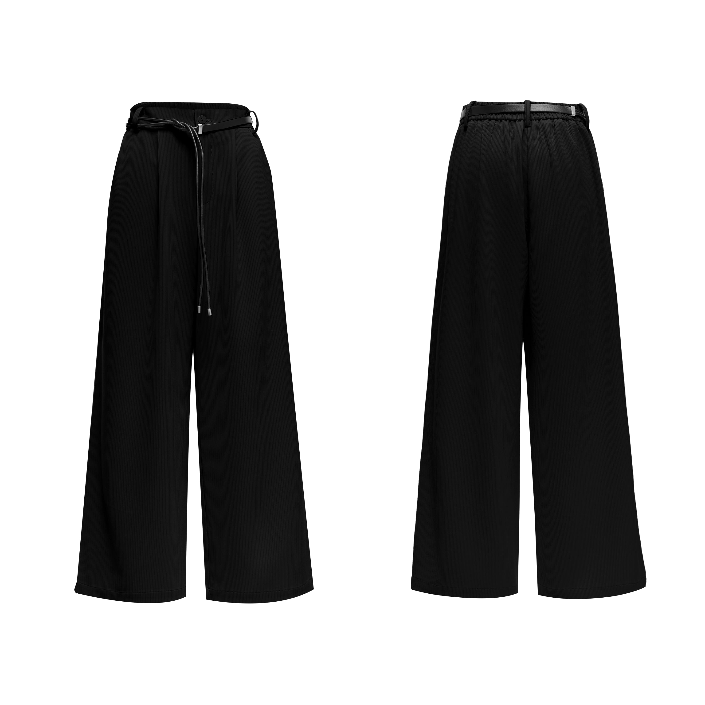 【25s Sep.】Scarf Shoulder Pad Shirt / Drape Wide-leg Pants