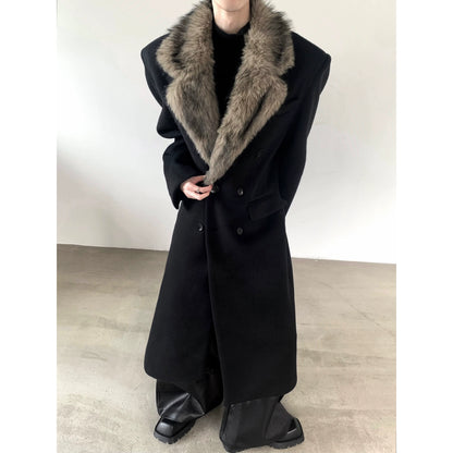 【25s Nov.】Retro Wool Large Fur Collar Long Coat