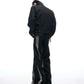 【25s Aug.】Colorblock Patchwork Cropped Jacket and Flared Pants Set