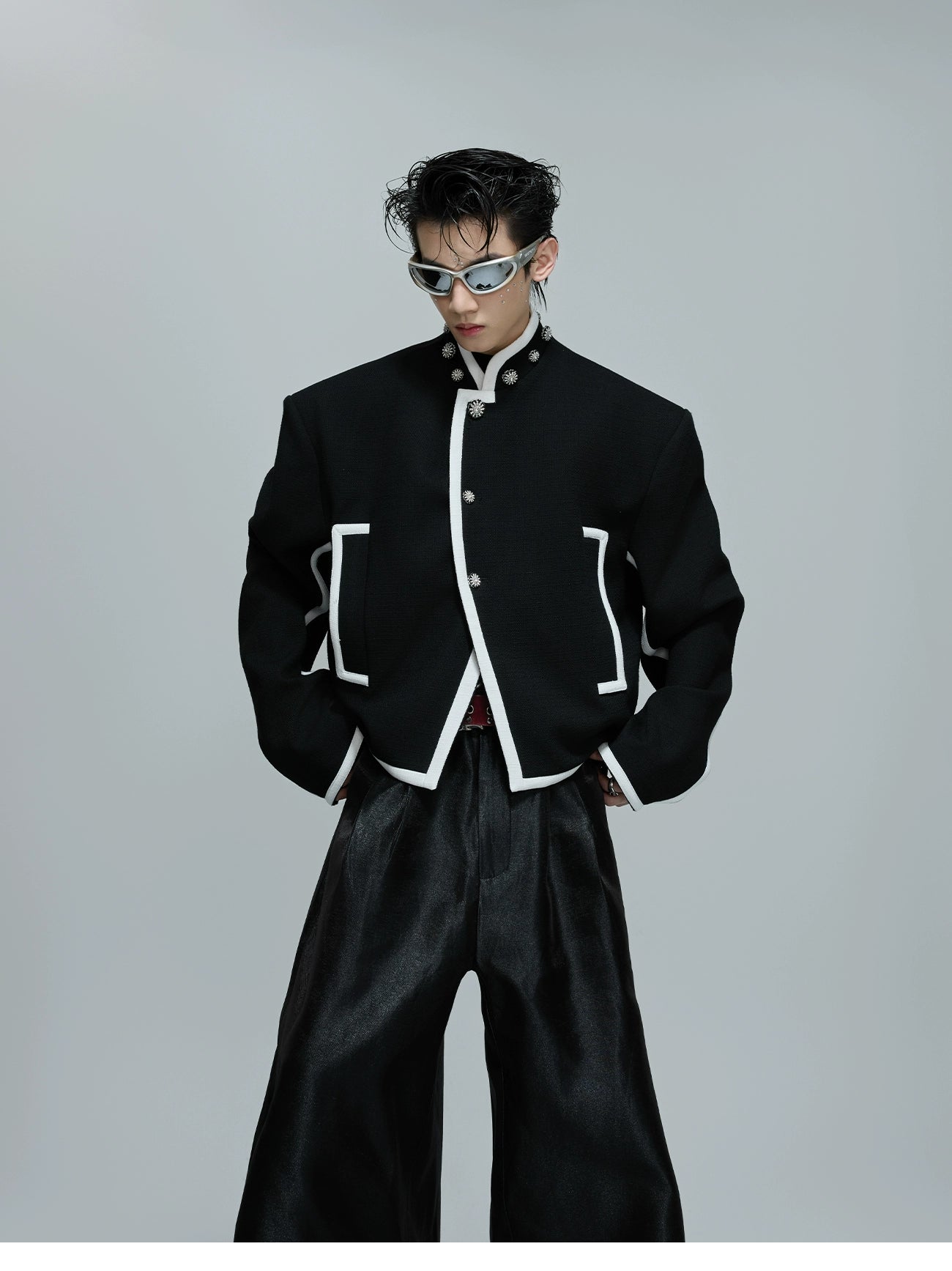 【25s Nov.】Exposed Stitching Deconstructed Color-blocked Jacket