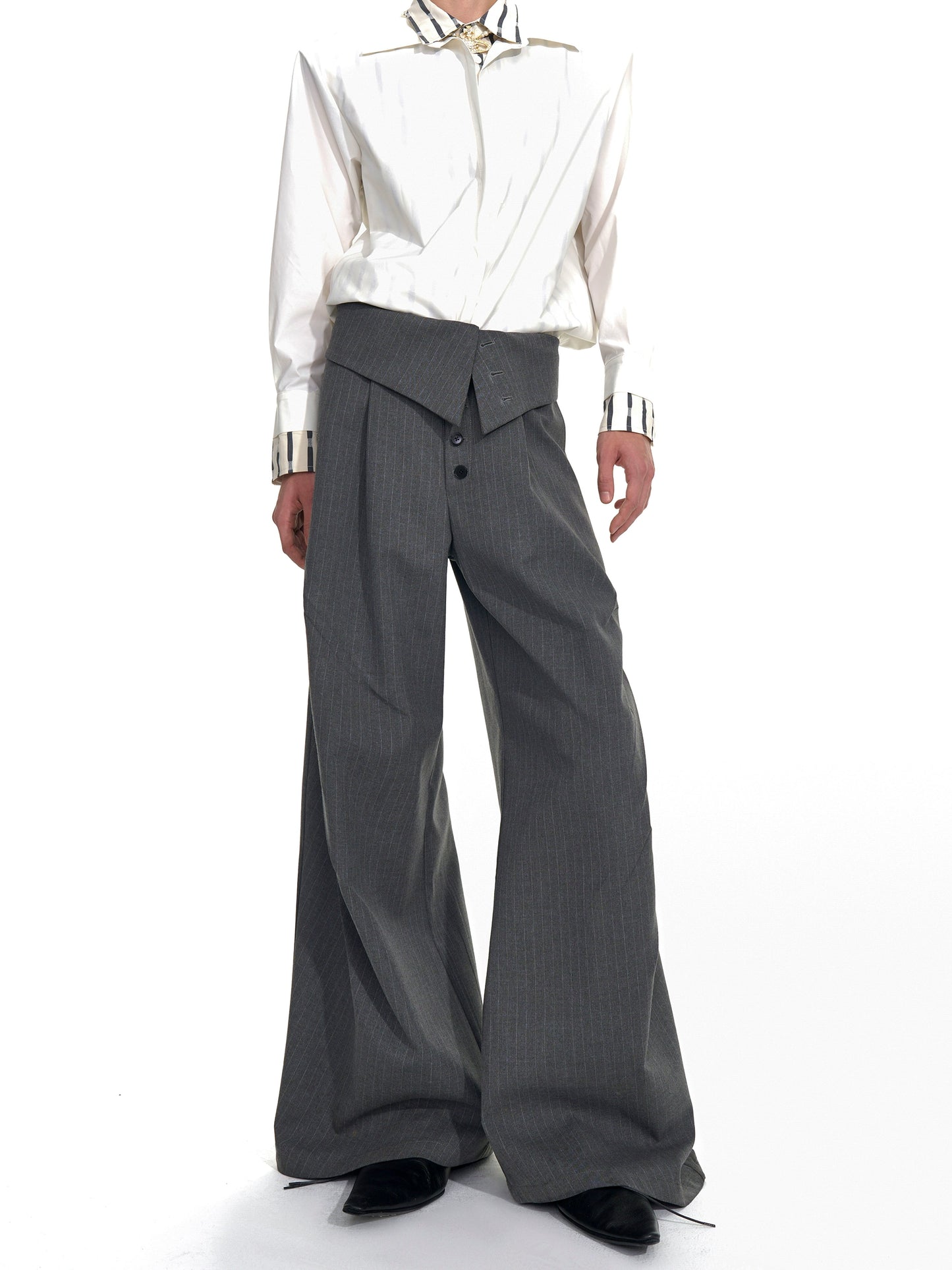 【25s Nov.】Vertical Striped Button-down Casual Trousers