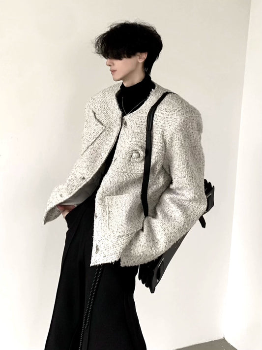 【25s Sep.】Tweed Rose Brooch Chanel Style Jacket