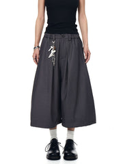 【25s 】Pleated Wide Leg Casual Cropped Trousers