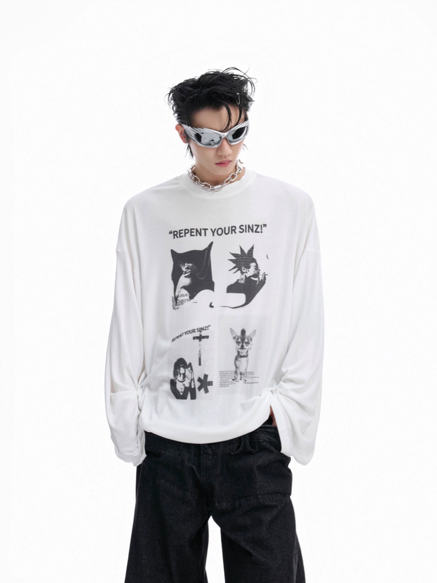 【25s Aug.】Artistic Pattern Loose Fit High Elasticity Long Sleeves