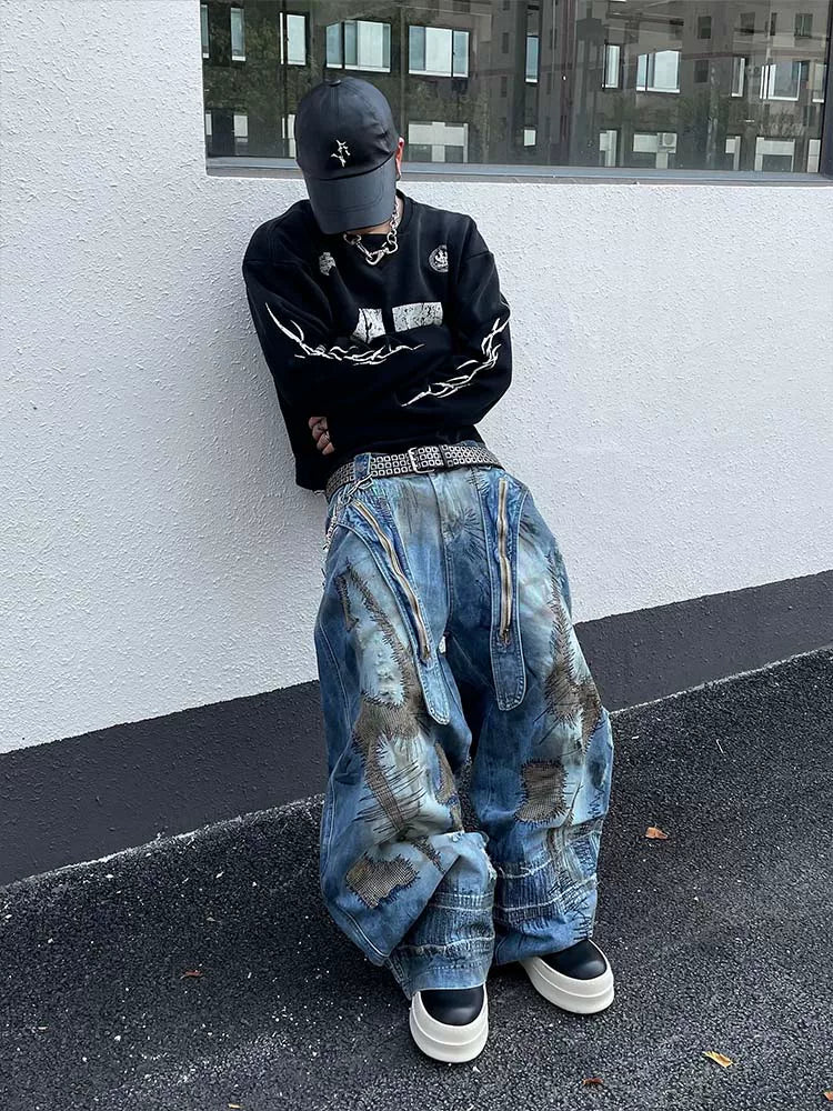 【26s Jan.】Distressed American Vintage Curved Blade Denim Pants