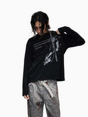 Distressed Punk Guitar Graphic Long Sleeve Tee