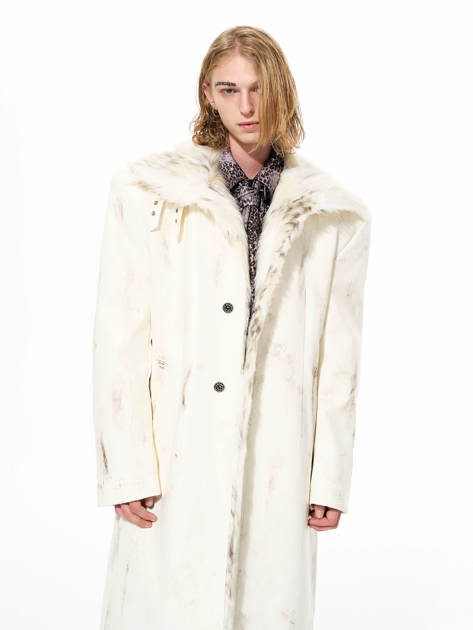 【25s Dec.】Hand-painted Stand-up Collar Patchwork Fur Coat