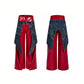 【25s Oct.】Denim Patchwork Red Leather Jacket/Double Waist Leather Pants
