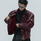 【25s Nov.】Ostrich Leather Aircraft Button Plush Leather Jacket