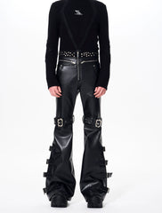 【26s Feb.】Strap Buckle Flared Leather Pants
