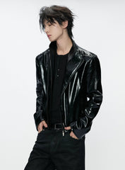 Glossy Crocodile Slim Moto Jacket