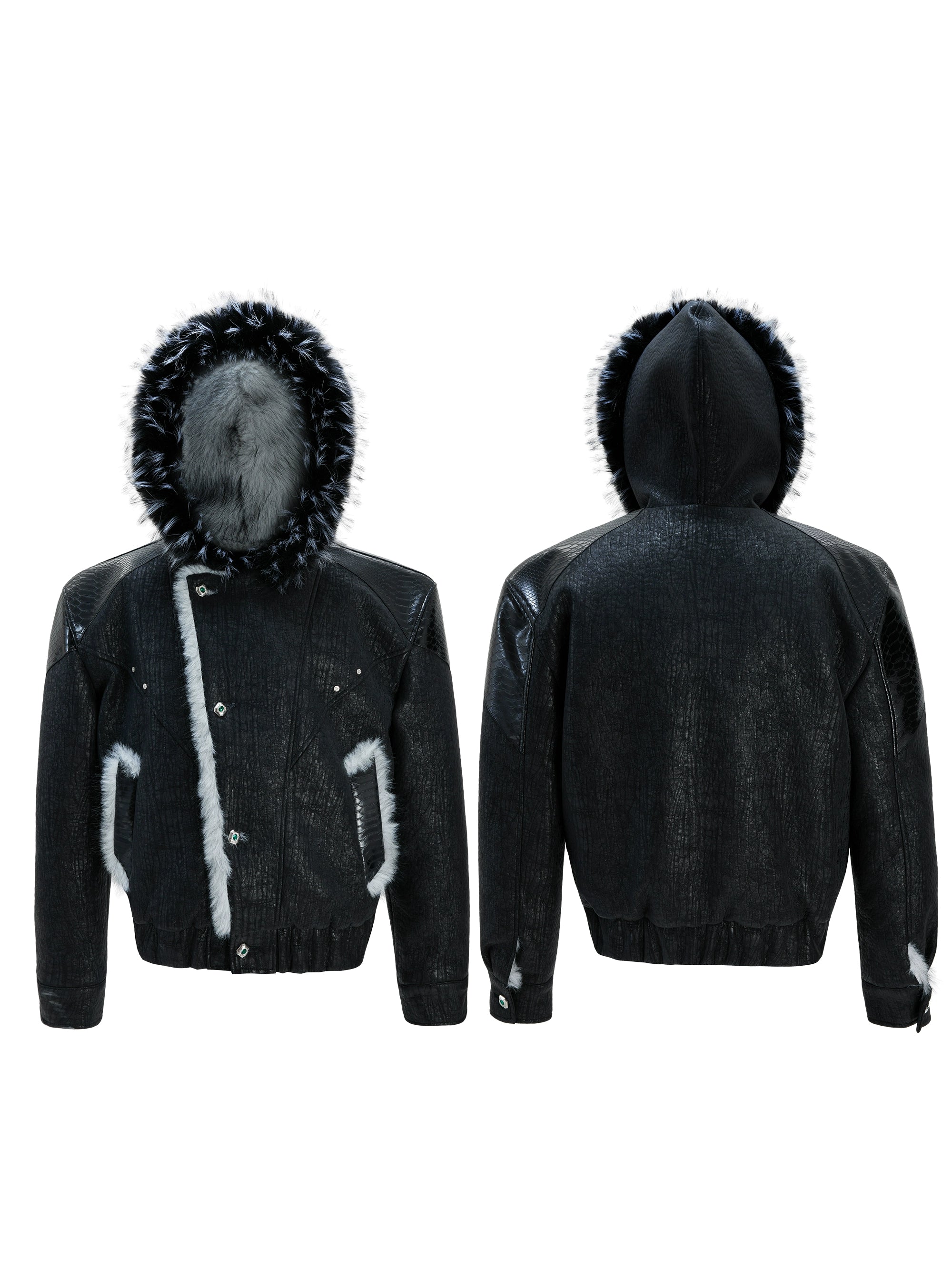 【25s Nov.】Patchwork Color-blocked Faux Mink Fur Hooded Jacket