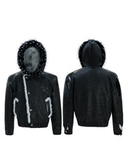 【25s Nov.】Patchwork Color-blocked Faux Mink Fur Hooded Jacket