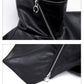 【25s Sep.】High Collar Oblique Zipper PU Leather Vest