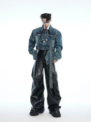 【25s Apr.】Distressed Deconstructed Cropped Denim Jacket