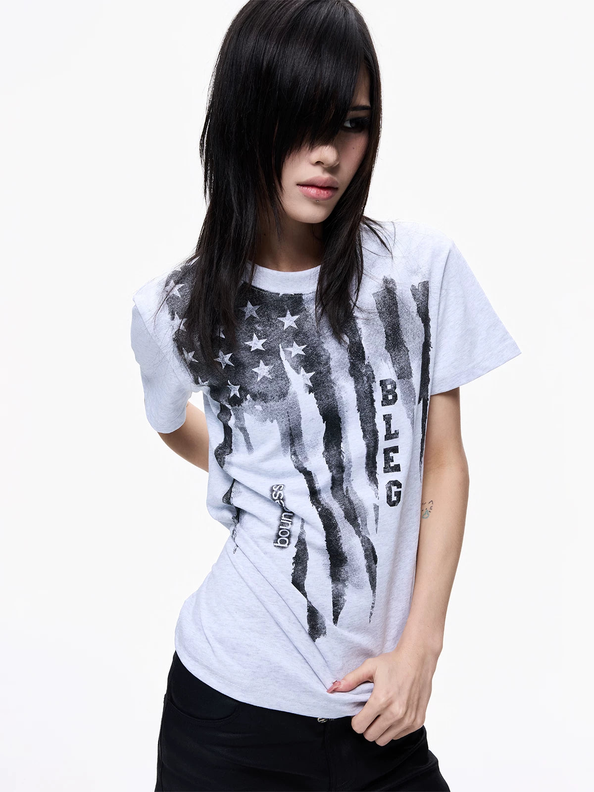Washed Graffiti Cropped Tee