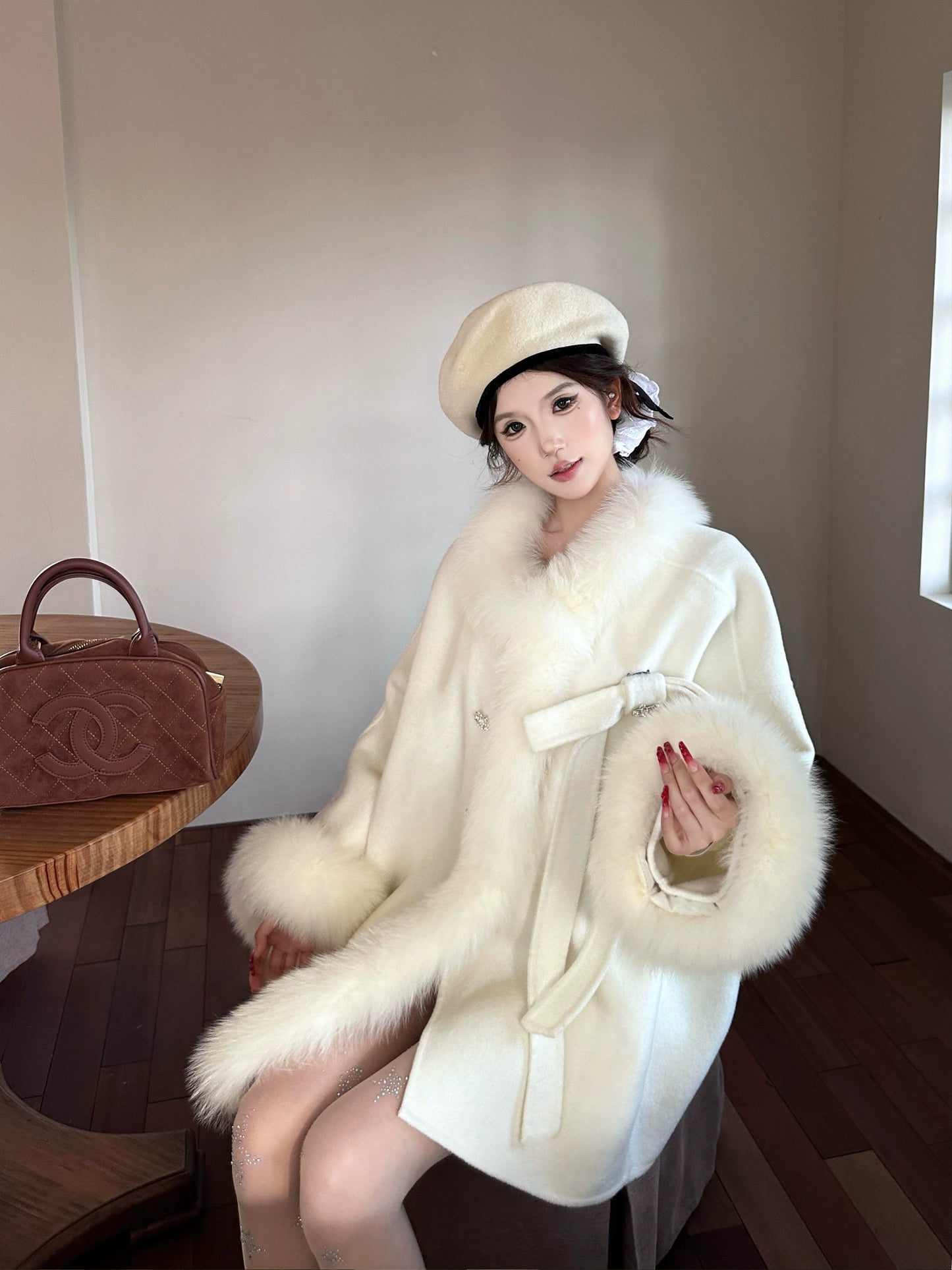 【25s Feb.】Elegant Wool Cape Winter Coat