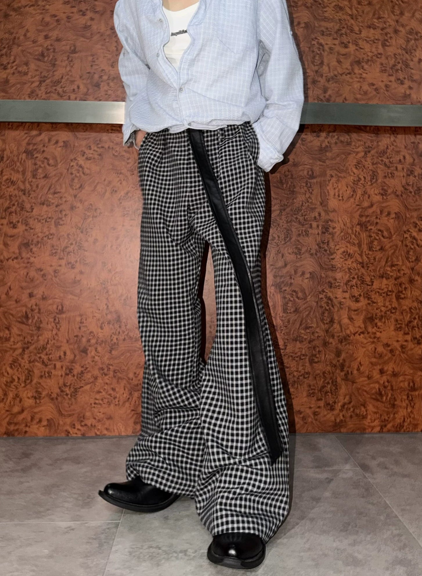 Vintage Plaid Wide-Leg Trousers