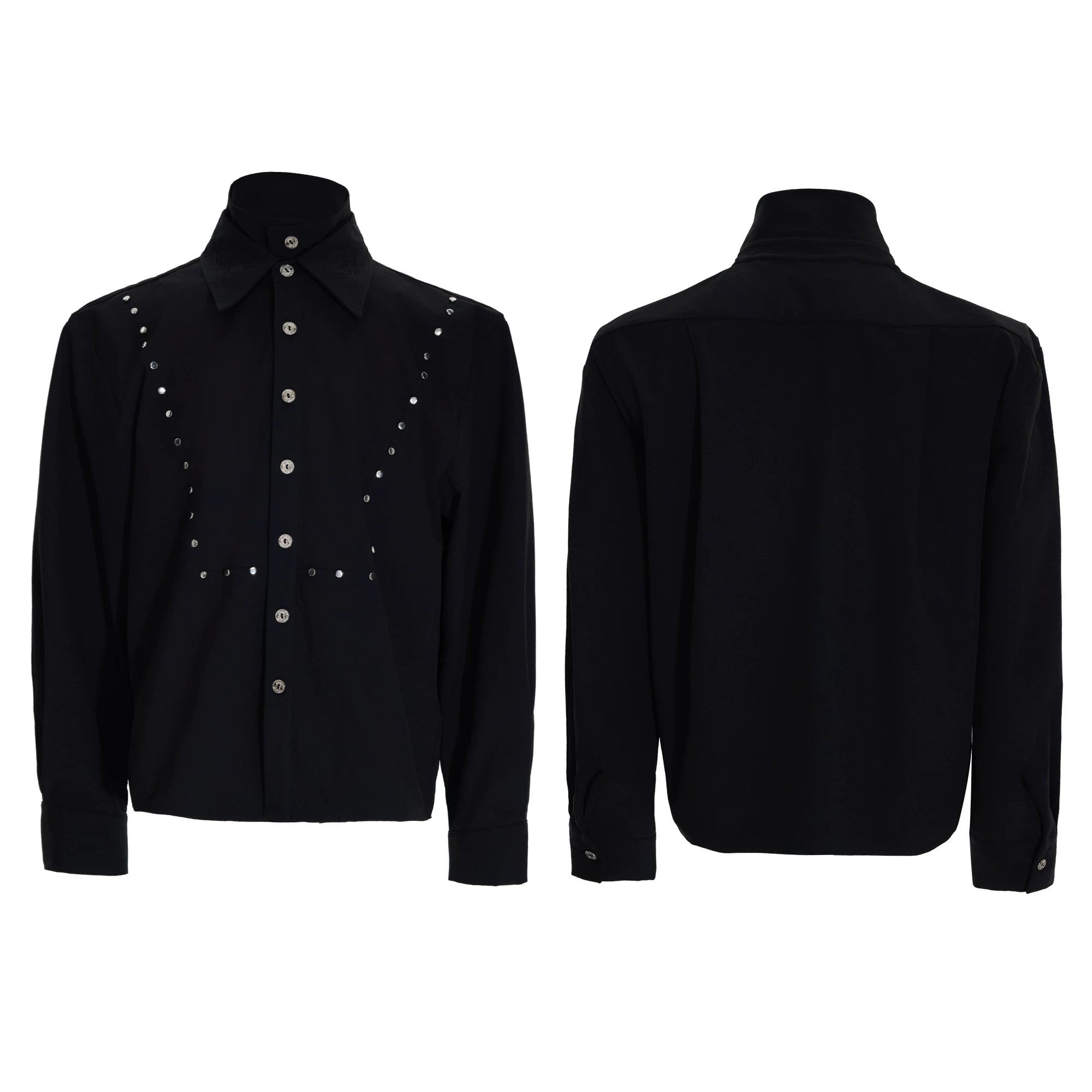 【26s May】Linen Blend Layered Studded Embroidered Shirt