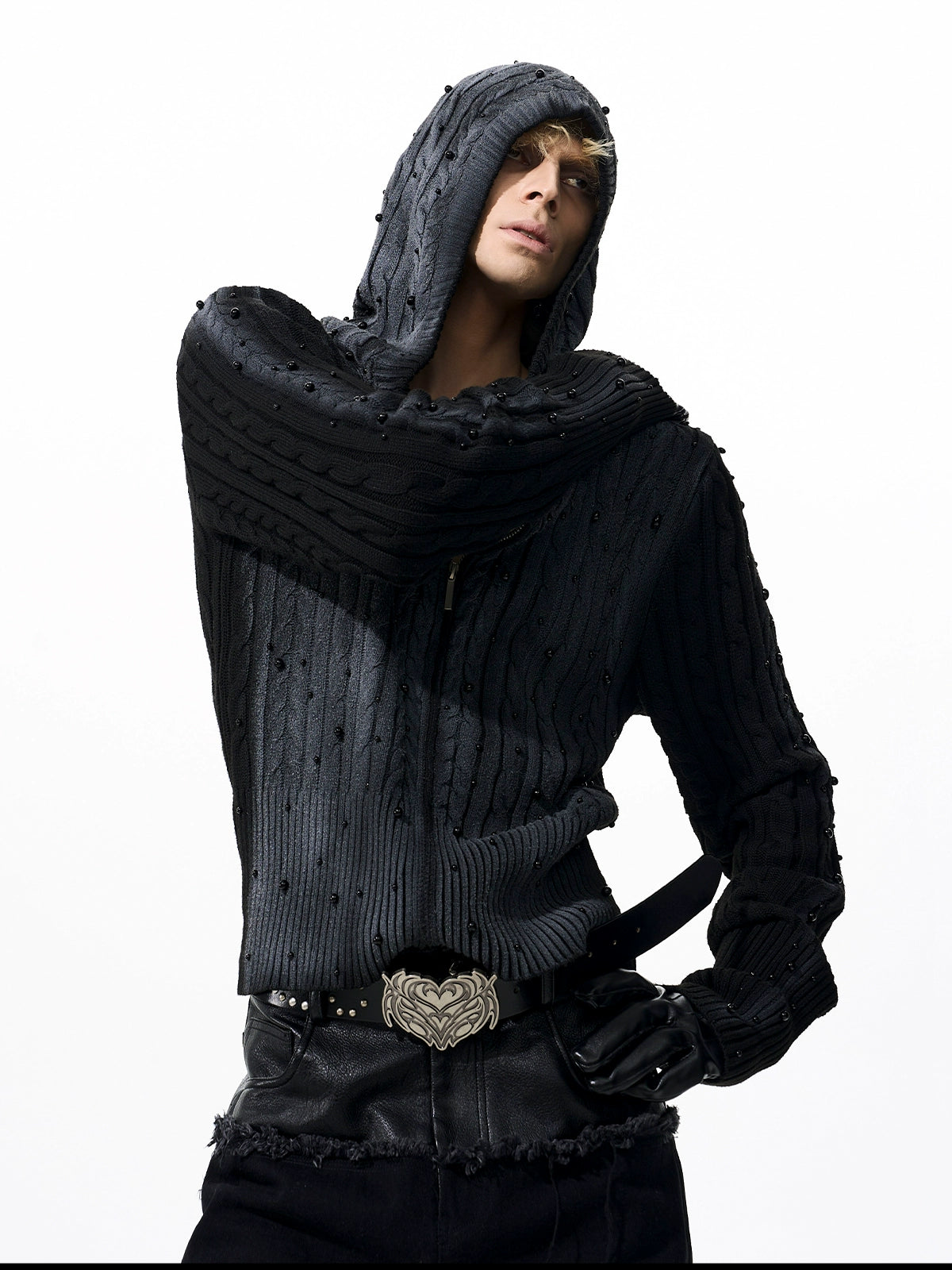 【25s Oct.】Gradient Cable-knit Hooded Sweater