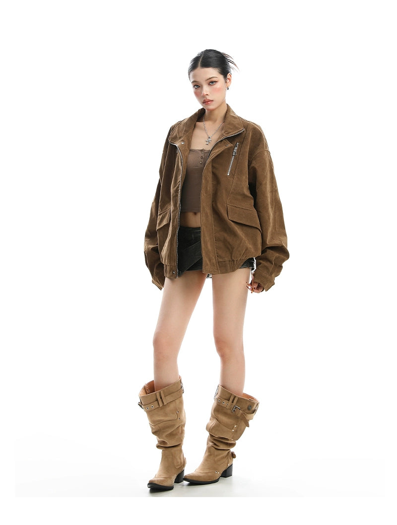 【25s Nov.】Stand-up Collar Suede Jacket