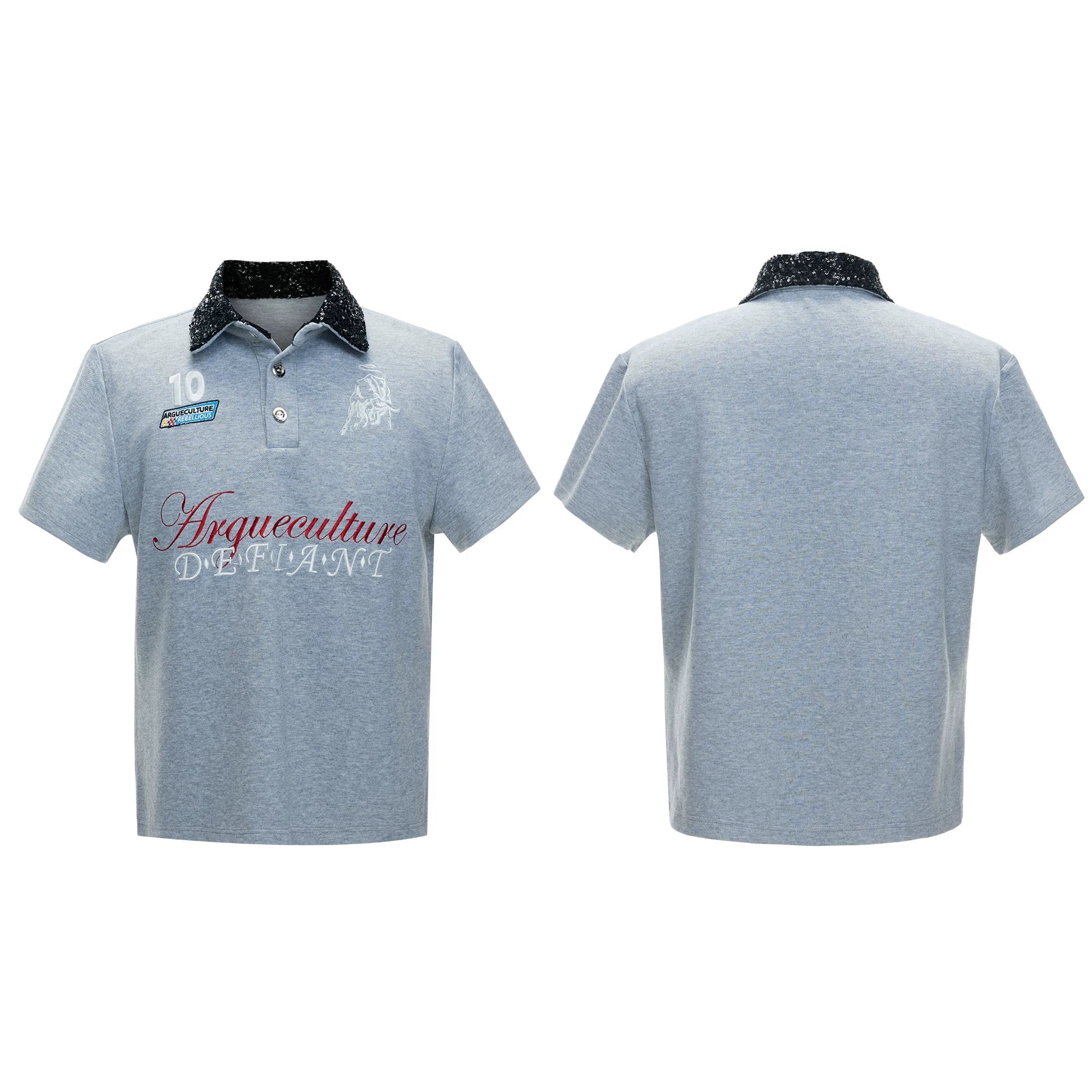 Contrast Sequin Polo Tee