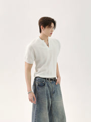 【25s Jun.】Solid Knit V-Neck Relaxed T-Shirt